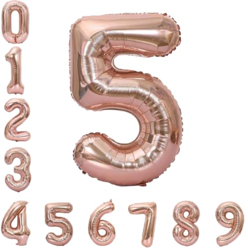 Wanna Party Numerical 5 Rose Gold Balloon for Birthday and Anniversary Party, Number Rose Gold Number Balloon Large Foil Balloon (40inch) (Rose Gold) - Image 1