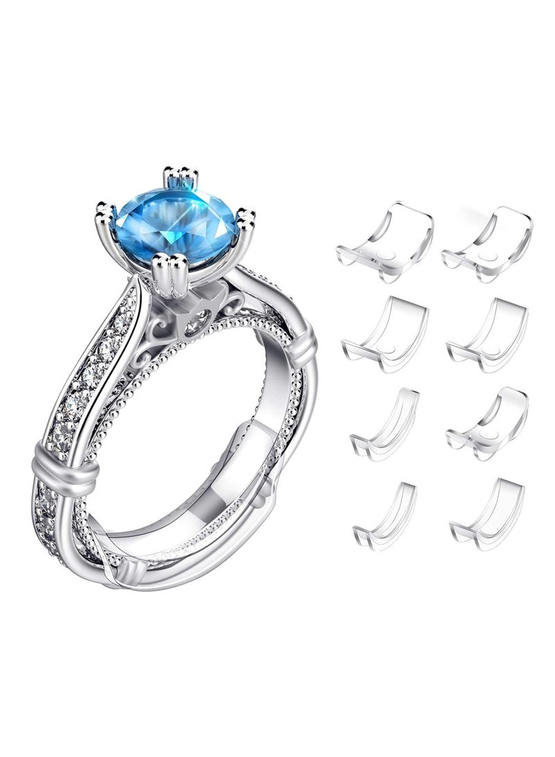 Ring Size Adjuster, 8Pcs Invisible Ring Size Adjuster for Loose Rings with 8 Sizes, Ring Adjuster Fit Any Rings Guard Spacer, Ring Size Reducer Spacer Ring Guard  - Image 1