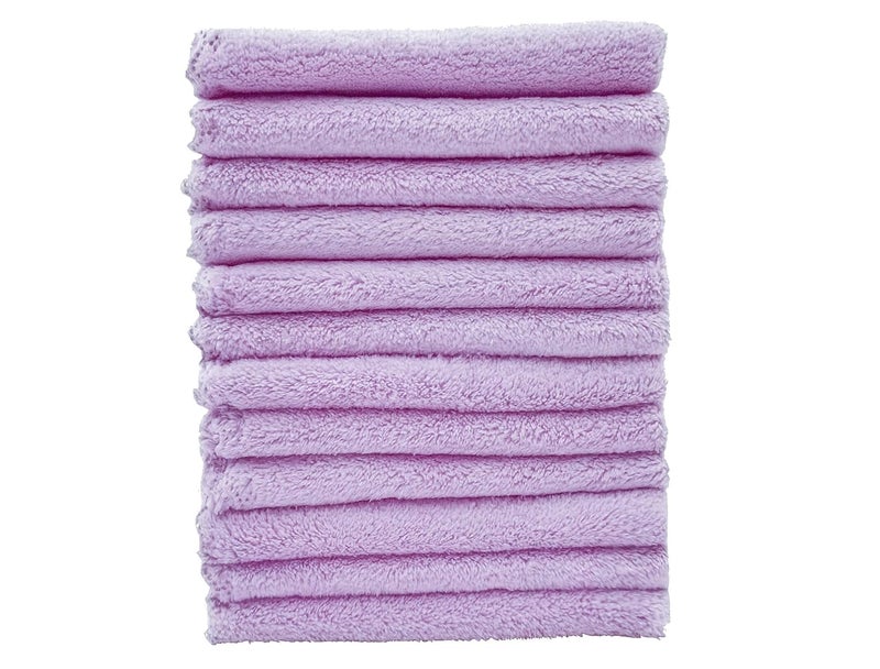 Kyapoo Baby Washcloths 12 Pack 12x12 Inches Microfiber Coral Fleece Extra Absorbent and Soft for Newborns, Infants and Toddlers-Purple - Image 4