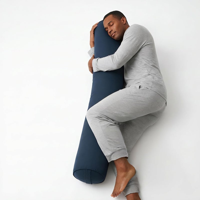 Ailuteie Long Round Body Pillow for Adults - Bolster Pillow for Bed, Cervical Roll Pillow, Firm Support for Sleeping,47.24 x 7.87 Inches,Teal Blue - Image 1
