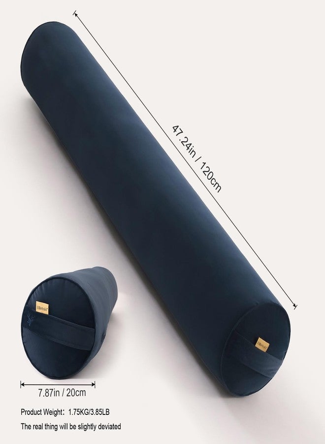 Ailuteie Long Round Body Pillow for Adults - Bolster Pillow for Bed, Cervical Roll Pillow, Firm Support for Sleeping,47.24 x 7.87 Inches,Teal Blue - Image 2