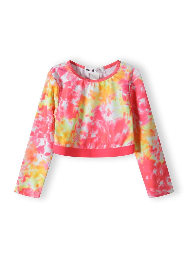 MINOTI Girls' 2-Piece Long Sleeve Tie-Dye Swimsuit – Rash Guard Top & Briefs - Image 3