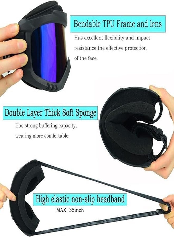 Casakit Goggle mask Anti Scratch UV Protective Face&Eyewear Mask,Anti Fog,Windproof, Dirt Shield and Detachable Bike Riding Goggles Mask,with Adjustable Elastic Strap Face mask. (Rainbow Visor) - Image 5