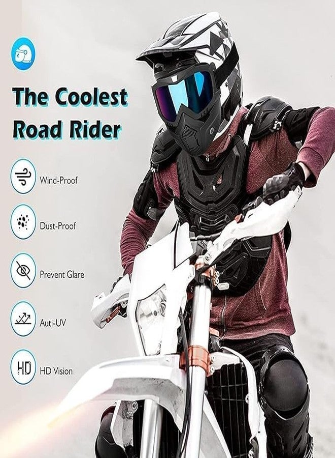 Casakit Goggle mask Anti Scratch UV Protective Face&Eyewear Mask,Anti Fog,Windproof, Dirt Shield and Detachable Bike Riding Goggles Mask,with Adjustable Elastic Strap Face mask. (Rainbow Visor) - Image 2