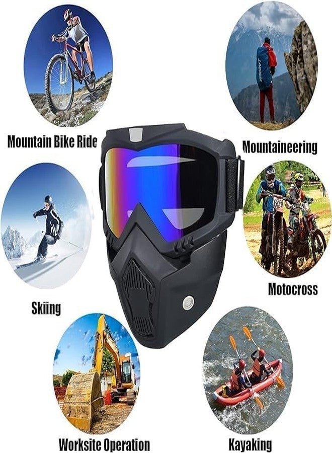 Casakit Goggle mask Anti Scratch UV Protective Face&Eyewear Mask,Anti Fog,Windproof, Dirt Shield and Detachable Bike Riding Goggles Mask,with Adjustable Elastic Strap Face mask. (Rainbow Visor) - Image 3