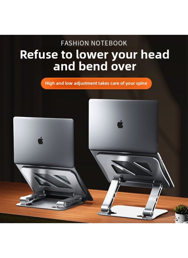 Generic - Notebook Bracket Computer Bracket Carbon Steel Aluminum Alloy Can Be Raised And Lowered Can Be Raised Flat Support Frame Cervical Savior-Color:Upgraded Model-aluminum Alloy-grey (minimum Order Of 1000 Pieces) - Image 1