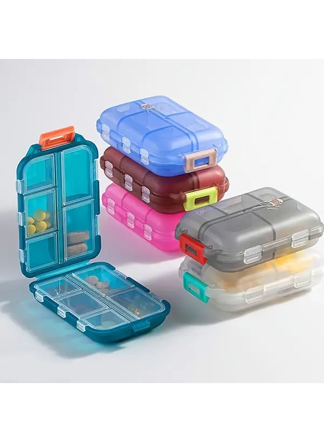 Blue Pill Organizer Box 10 Compartments Leakproof Travel Medication Case - Image 1