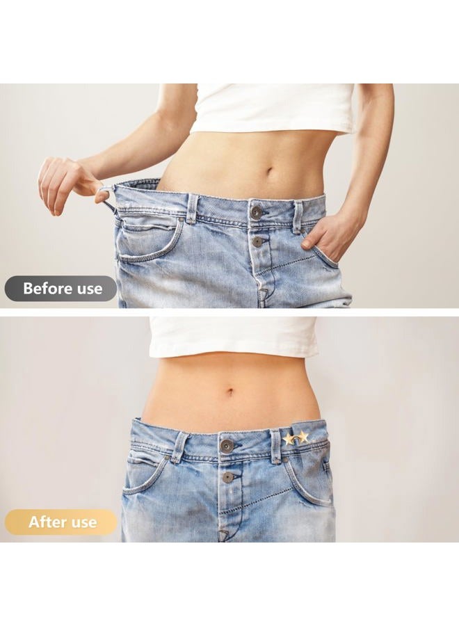 ROPAKED 8 Set Pant Waist Tightener Star Buttons Pins for Loose Jeans Reusable Waist Cincher Clip for Clothing Dresses Skirts No Sewing Decoration Accessories(Silver Gold) - Image 3
