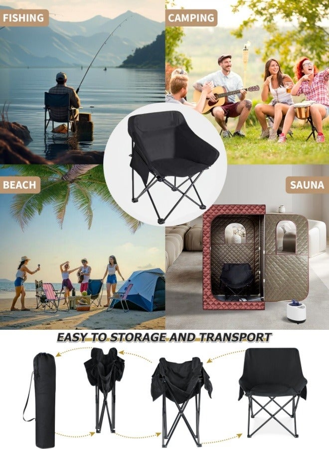 أفضل ذروة كرسي تخييم قابل للطي، كرسي قابل للطي محمول في الهواء الطلق، مناسب للنزهات 46*46*68 خارج المنزل أسود - Image 1
