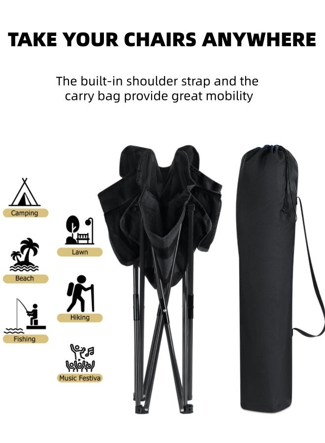 أفضل ذروة كرسي تخييم قابل للطي، كرسي قابل للطي محمول في الهواء الطلق، مناسب للنزهات 46*46*68 خارج المنزل أسود - Image 2