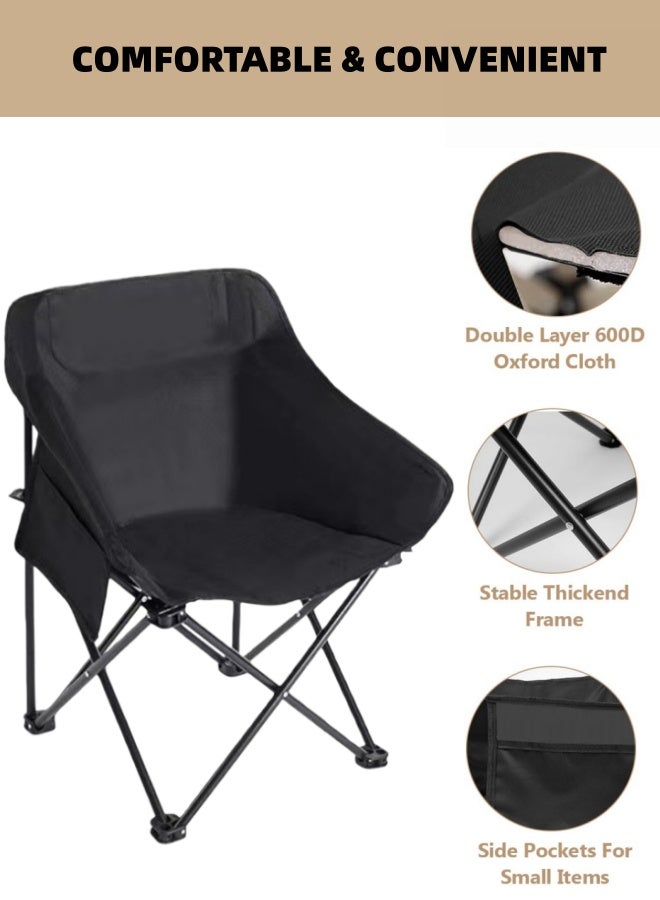 أفضل ذروة كرسي تخييم قابل للطي، كرسي قابل للطي محمول في الهواء الطلق، مناسب للنزهات 46*46*68 خارج المنزل أسود - Image 3
