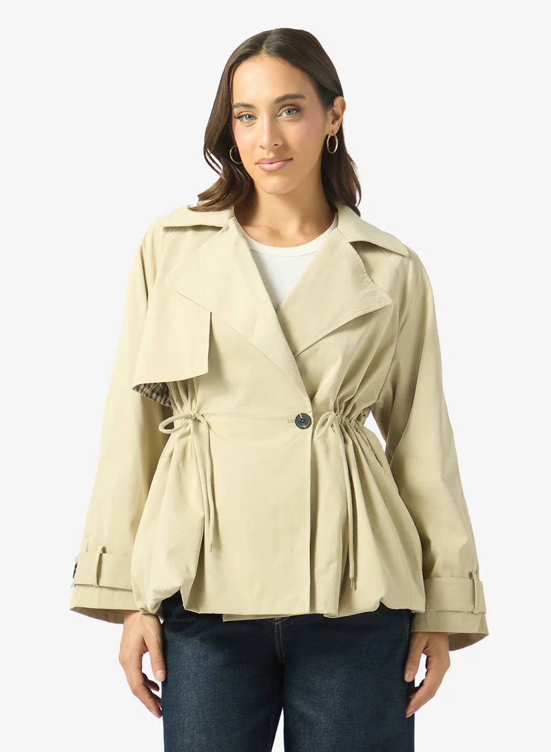 Drawstring Detail A Line Trench Jacket