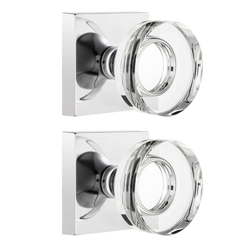 naubea 2 Pack Polished Chrome Door Knobs Glass Door Knob Dummy Door Knobs Interior Crystal Dummy Door Handle for Hall and Closet - Image 1