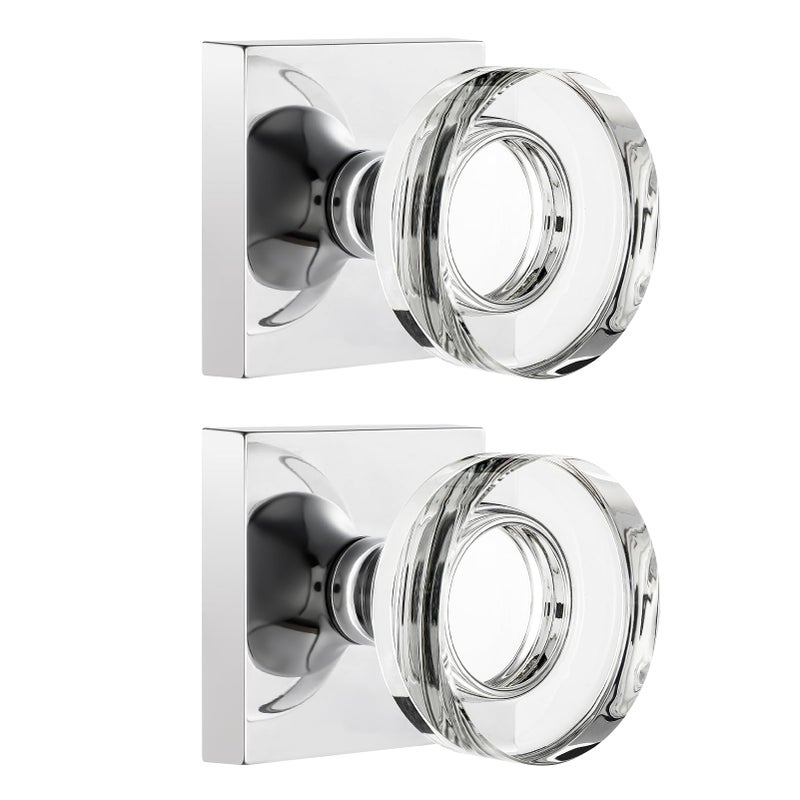 naubea 2 Pack Polished Chrome Door Knobs Glass Door Knob Dummy Door Knobs Interior Crystal Dummy Door Handle for Hall and Closet - Image 2