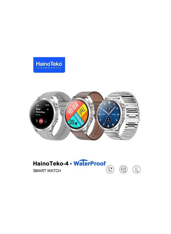 هينو تيكو - ساعة GT4 الذكية بشاشة AMOLED دائرية مع أحزمة وشاحن لاسلكي، باللون الأسود - Image 1