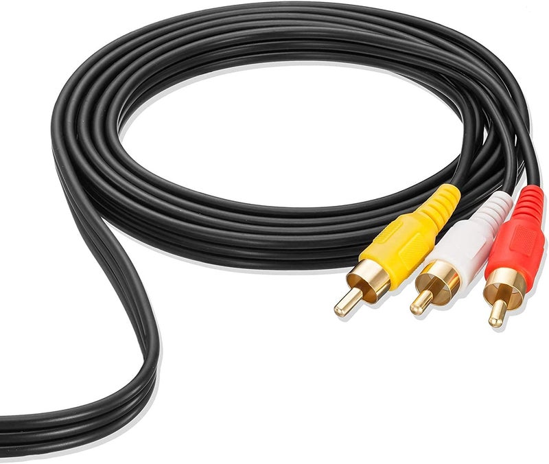 KEBILSHOP 3 RCA Male to Male 3 RCA Audio Video AV Cable. Suitable for TV LC LED Home Theater Laptop PC DVD .Black,1 Pc Pack. (1.5 Meter) - Image 2