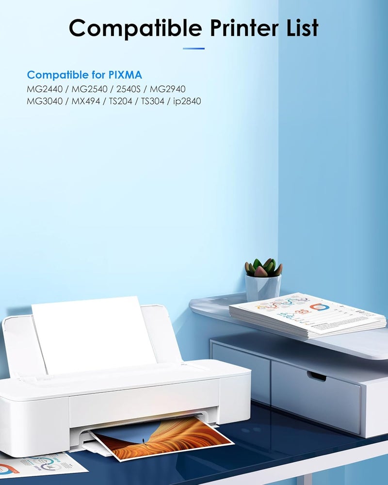 خرطوشة حبر بحجم 445XL/446XL من نوع PG-445 وCL-446XL، لاستبدال خرطوشات الحبر الأصلية لطابعات Canon 445 و446 XL. تناسب طابعات Canon Lp2840، Mg2440، Mg2540، Mg2940 (عبوة تحتوي على خرطوشتين، لون أسود ولون ثلاثي). - Image 2