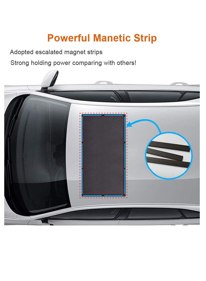 GUDOO فتحة سقف مغناطيسية للسيارة، مظلة شمسية قابلة للتنفس، غطاء سقف سيارة شبكي للتخييم طوال الليل، تثبيت سريع للحماية من أشعة الشمس فوق البنفسجية عند وقوف السيارات في الرحلات - Image 3