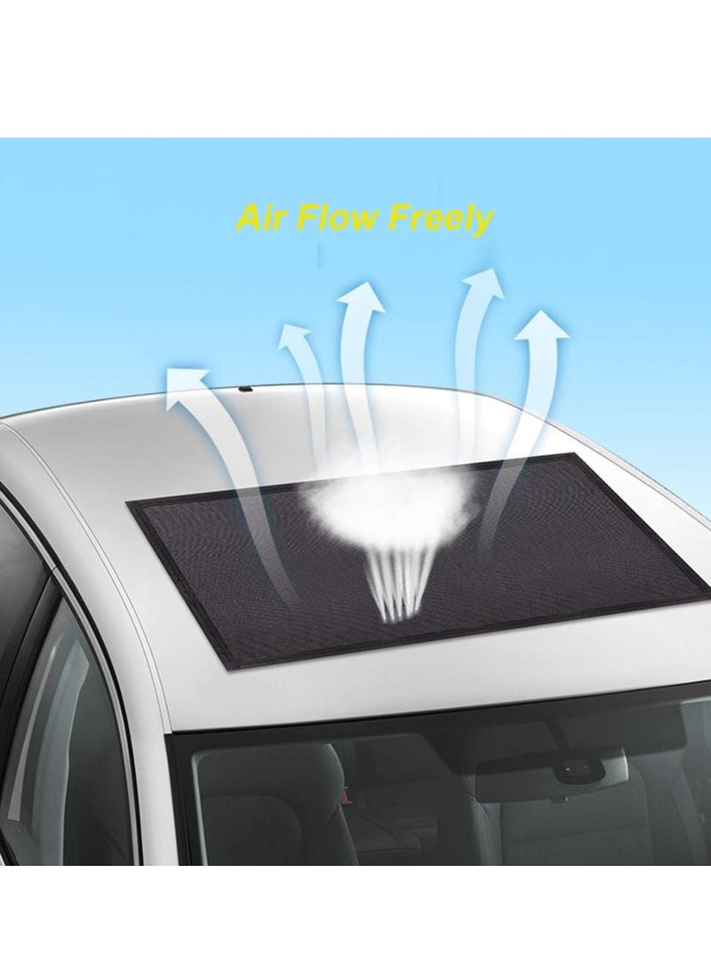 GUDOO فتحة سقف مغناطيسية للسيارة، مظلة شمسية قابلة للتنفس، غطاء سقف سيارة شبكي للتخييم طوال الليل، تثبيت سريع للحماية من أشعة الشمس فوق البنفسجية عند وقوف السيارات في الرحلات - Image 4