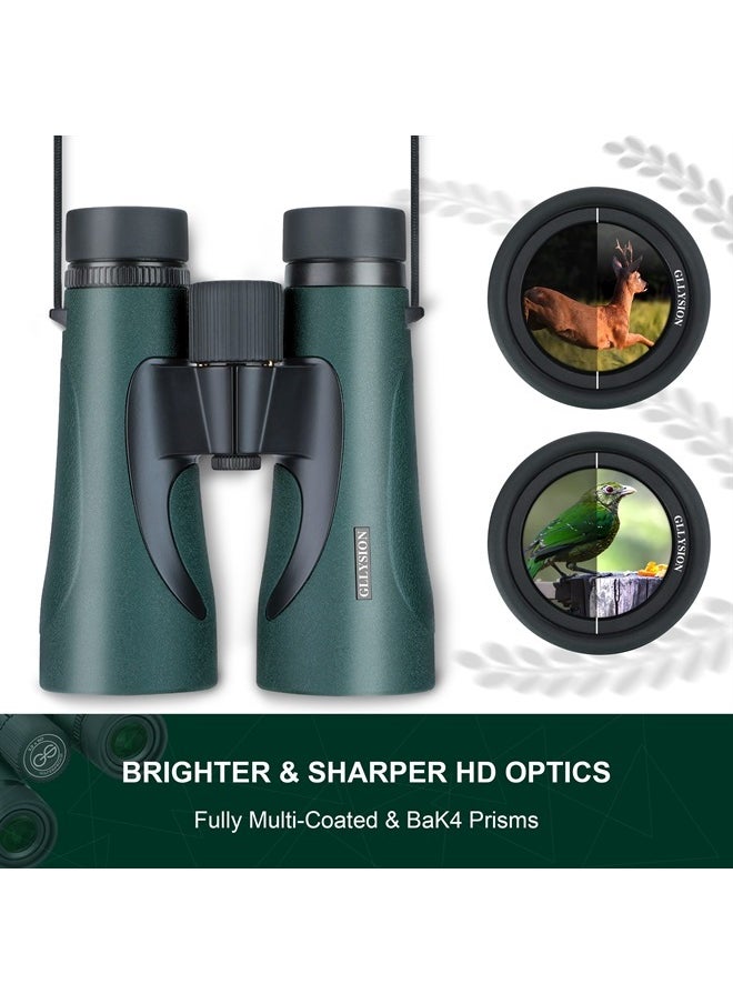 GLLYSION 12X50 Professional HD Binoculars for Adults with Phone Adapter, High Power Binoculars with BaK4 prisms, Super Bright Lightweight & Waterproof Binoculars Perfect for Bird Watching, Hunting, Stargazing  - Image 2