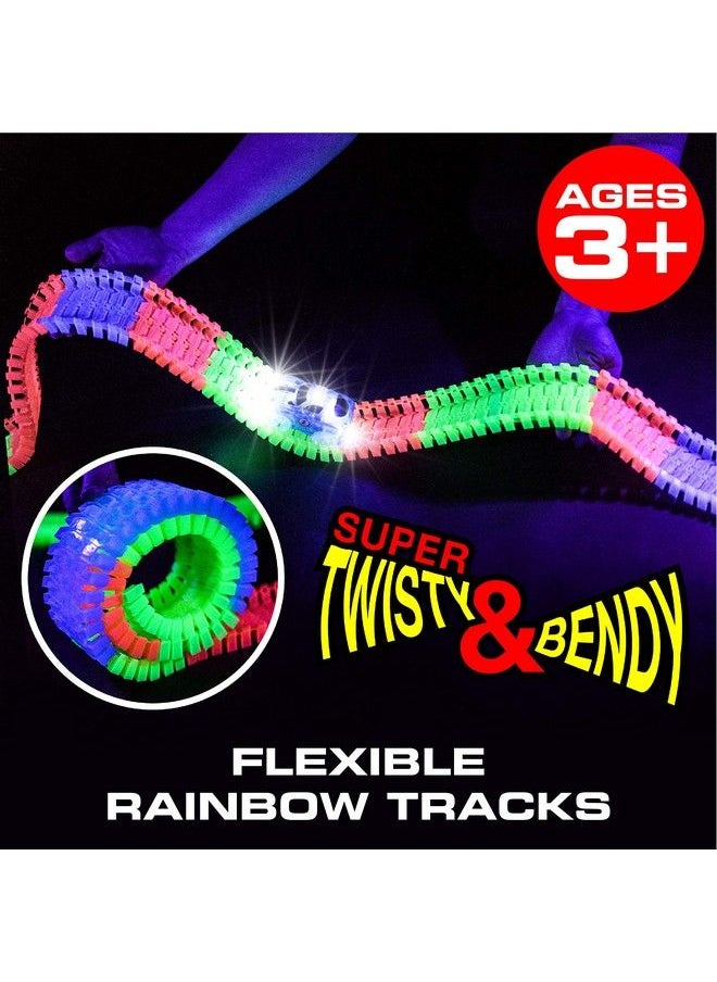 USA Toyz Glow Race Tracks And Led Toy Cars 360Pk Glow In The Dark Bendable Rainbow Race Track Set Stem Building Toys For Boys And Girls With 2 Light Up Toy Cars  - Image 5
