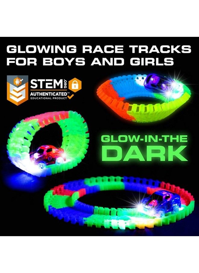 USA Toyz Glow Race Tracks And Led Toy Cars 360Pk Glow In The Dark Bendable Rainbow Race Track Set Stem Building Toys For Boys And Girls With 2 Light Up Toy Cars  - Image 3