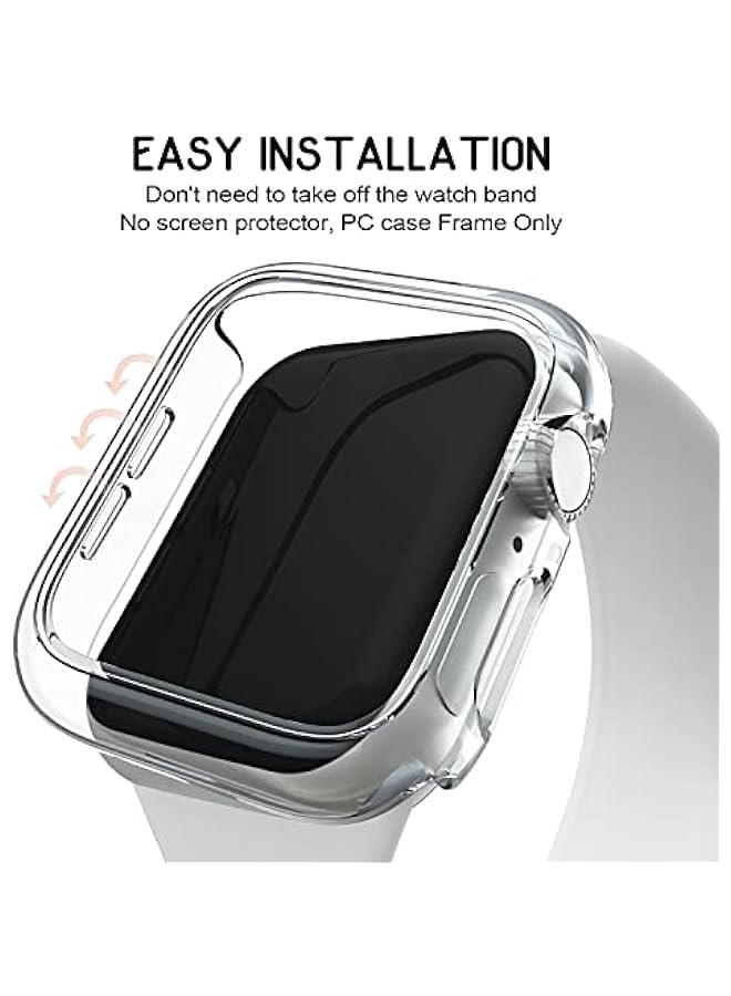 حزمة 4 جرابات متوافقة مع ساعة أبل 42 مم 【بدون واقي شاشة】 سلسلة 3 2 1، غلاف واقي من الي كربونات مع إطار متوافق مع آي ووتش 42 مم، شفاف/أسود/فضي/أحمر - Image 3
