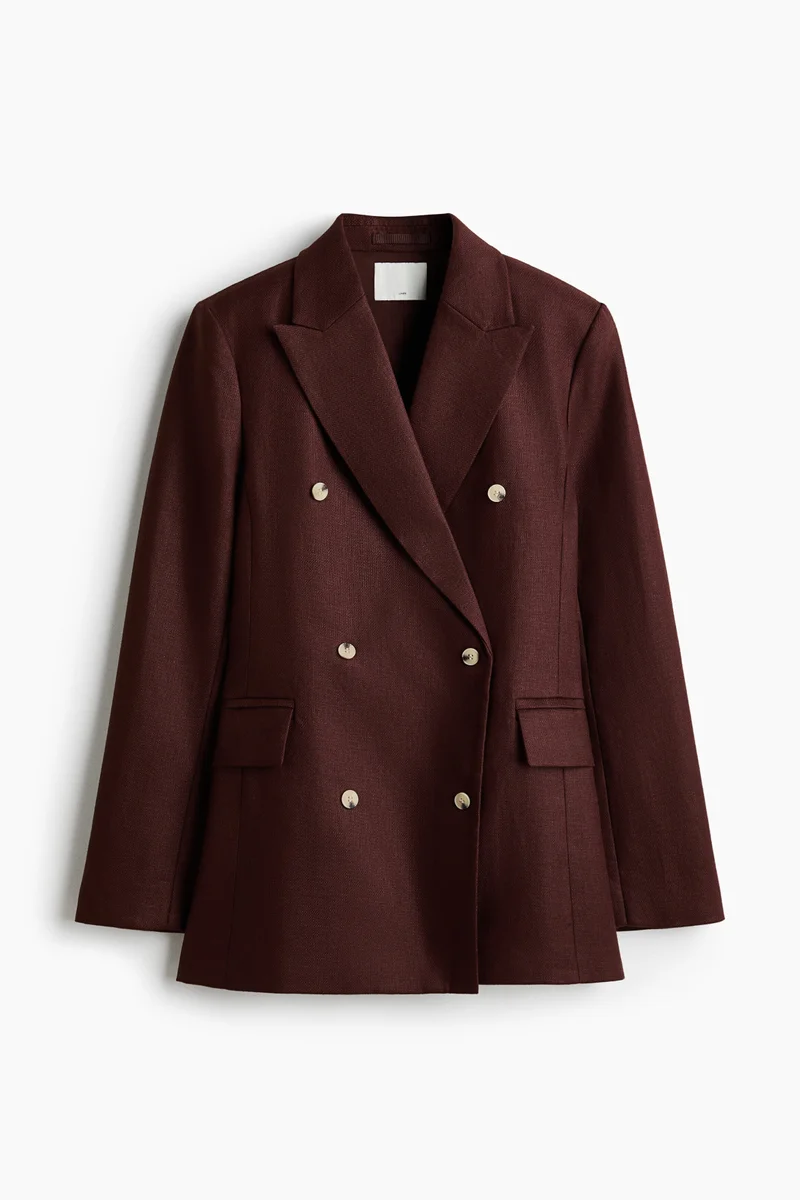 H&M  Double-breasted linen blazer for Women | Best Price UAE