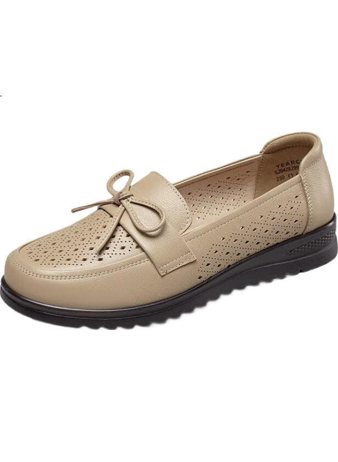 YEARCON Yierkang Low-Heeled Hollow Breathable Sandals For Middle-Aged And Elderly Women 29992W Apricot Size 35 - Image 2