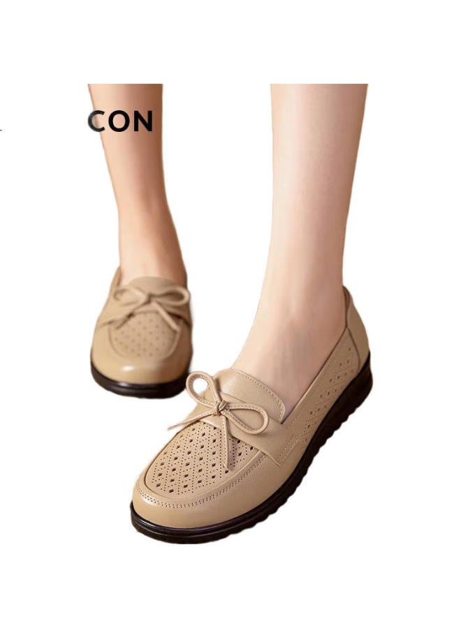 YEARCON Yierkang Low-Heeled Hollow Breathable Sandals For Middle-Aged And Elderly Women 29992W Apricot Size 35 - Image 3