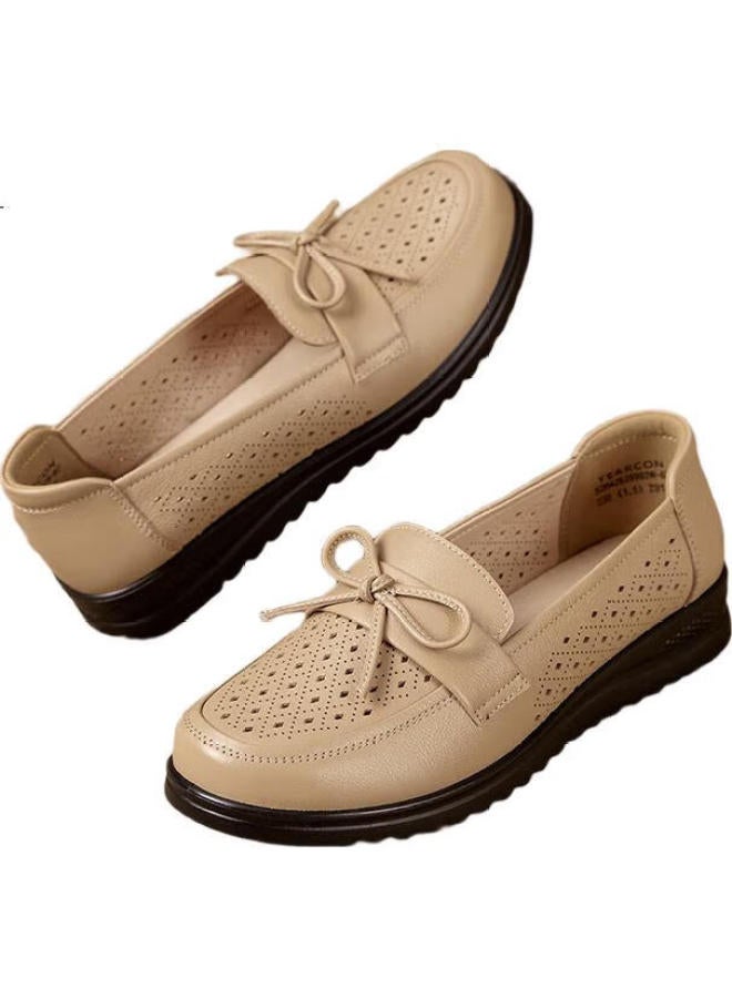 YEARCON Yierkang Low-Heeled Hollow Breathable Sandals For Middle-Aged And Elderly Women 29992W Apricot Size 35 - Image 1