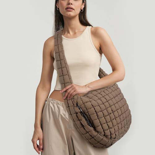 Juoxeepy Quilted Tote Bag Large Quilted Carryall Puffer Shoulder Bag Lightweight Puffy Padding Hobo Bags Puffy Bags - Image 3