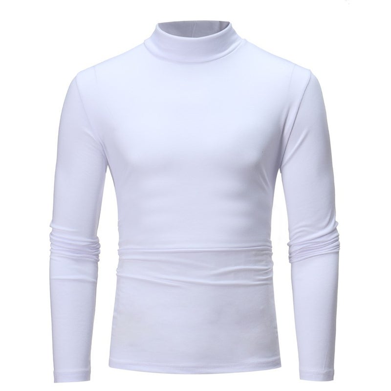 Cross-border 2022 autumn and winter foreign trade plus size men's t-shirt european size fashion half turtleneck fleece long sleeve top bottoming shirt - Image 4