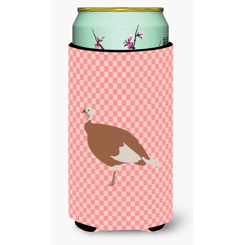Caroline's Treasures ""Caroline's Treasures Jersey Buff Turkey Hen Pink Check Decorative Can Hugger  Tall Boy  Multicolor""