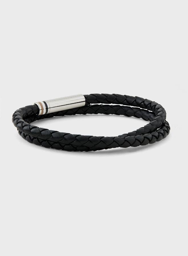 BOSS Ares Collection Leather Bracelet Black For Men - 1580489S - Image 3