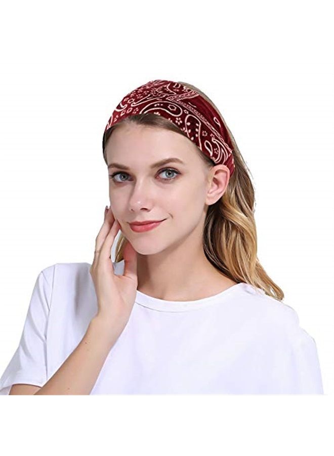 Carede رباط رأس بايزيلي للنساء مع رباط يوغا مرن، رباط شعر خارجي قابل للتعديل، طربوش، عبوة من 6 قطع - Image 3