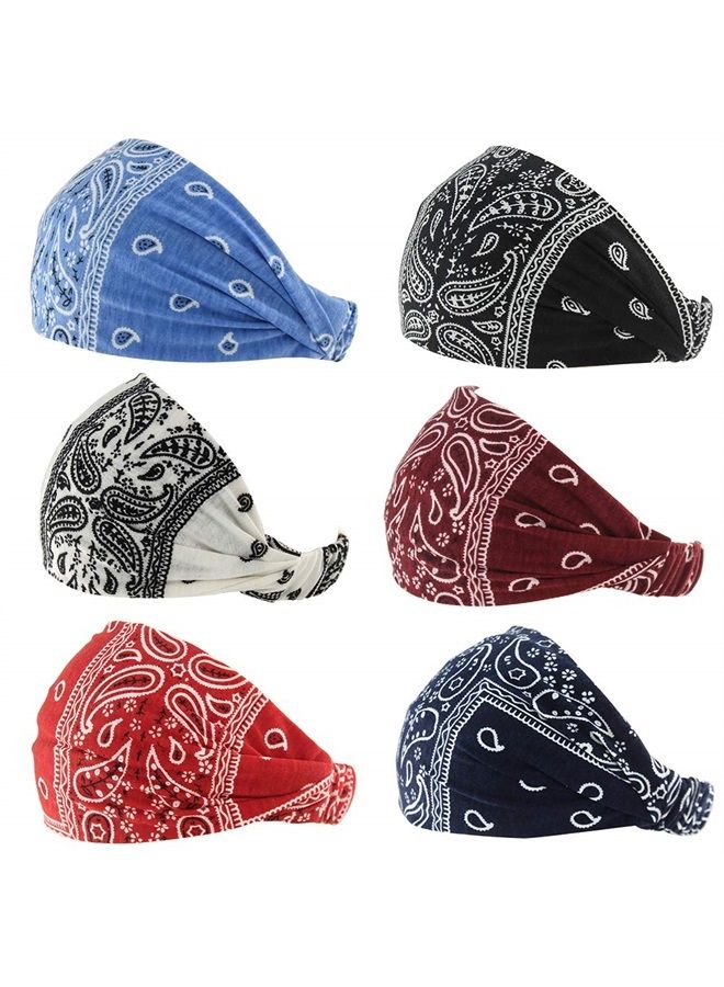 Carede رباط رأس بايزيلي للنساء مع رباط يوغا مرن، رباط شعر خارجي قابل للتعديل، طربوش، عبوة من 6 قطع - Image 4