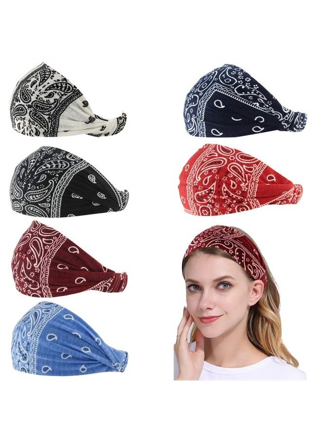 Carede رباط رأس بايزيلي للنساء مع رباط يوغا مرن، رباط شعر خارجي قابل للتعديل، طربوش، عبوة من 6 قطع - Image 1