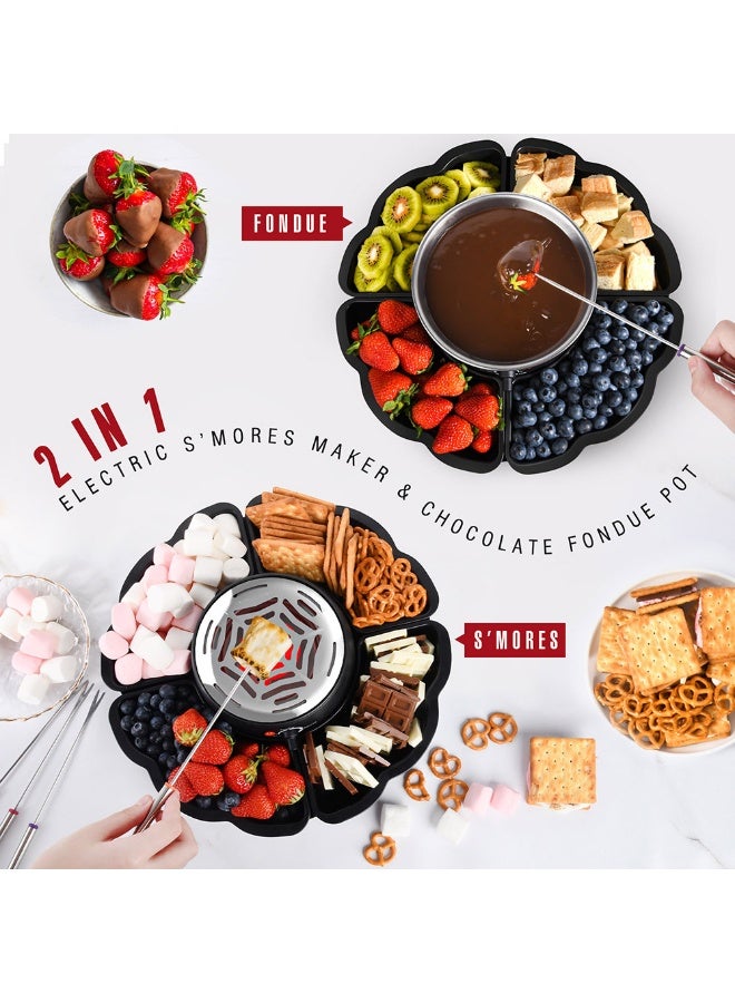 جهاز كهربائي مزدوج لتذويب الشوكولاتة والجبن – طقم فوندو من الستانلس ستيل مع تحكم بدرجة الحرارة، تسخين آمن بدون لهب، سهل التنظيف ومثالي للحلويات والمارشميلو - Image 4