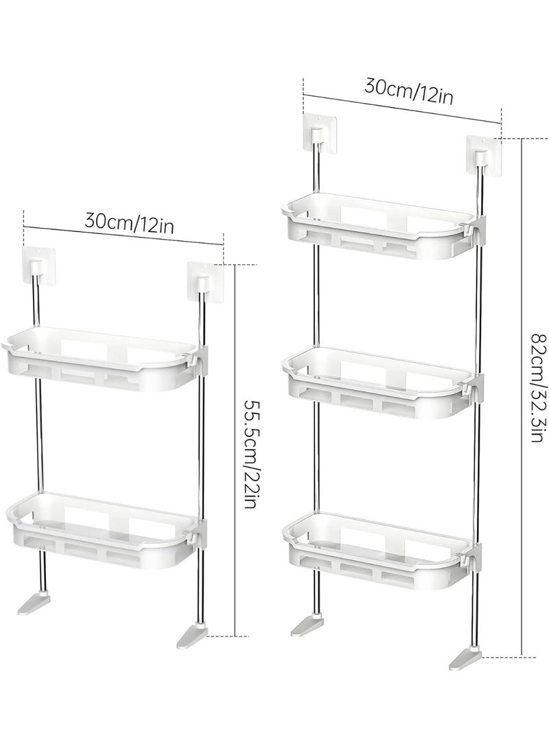 NiHome Over The Toilet Storage 3-Tier Bathroom Organizer, 2 Installation Methods No Drilling Space Saver Wall Mount Multifunctional Toilet Rack, Toilet Storage Rack with Hooks Easy Assemble (White) - Image 3