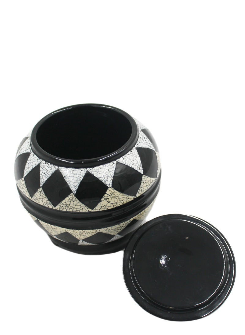 Antique Museum Vietnam Handmade Lacquer Painted Round Pot  - Image 3