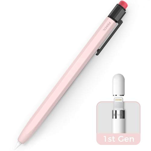 TRONWIN Apple Pencil 1st Generation Case, Silicone Pencil Sleeve Cover Perfect Grip Skin Classic Design with Sturdy Clip Compatible with Apple Pencil 1st gen for ipad (Pink) - Image 1