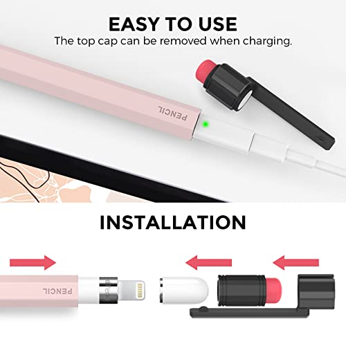 TRONWIN Apple Pencil 1st Generation Case, Silicone Pencil Sleeve Cover Perfect Grip Skin Classic Design with Sturdy Clip Compatible with Apple Pencil 1st gen for ipad (Pink) - Image 4