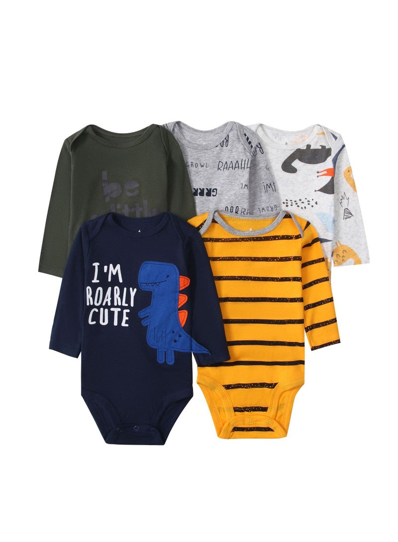 Baby Boy Long Sleeve Onesies 5-Pack 