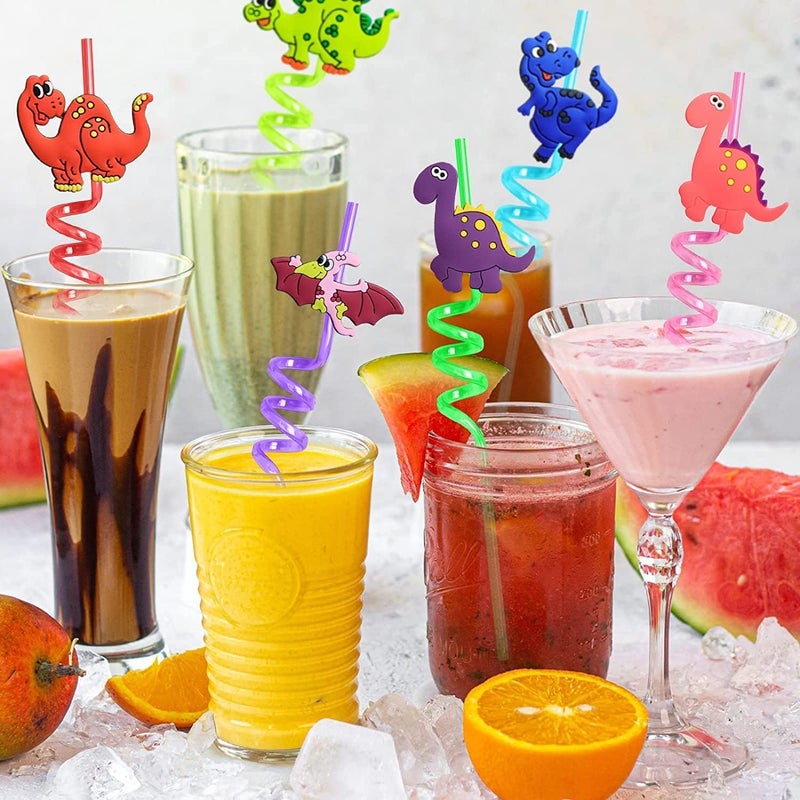 Sea Animal Decorative Drinking Straws, Reusable Plastic, Spiral Design, 8-Pack, Multicolour - Image 5