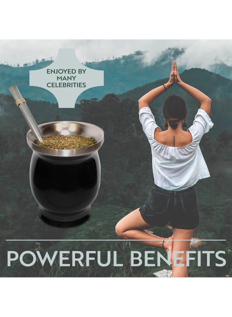 Yerba Mate Cup Kit, 8-Ounces Traditional Mate Tea Cup/Gourd Set | Includes 2 Bombillas (Yerba Mate Straw) & Cleaning Brush, Stainless Steel Cup, Double-Walled, Easy to Clean | Black - Image 5