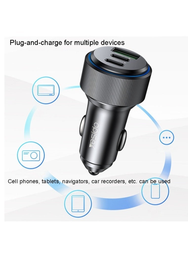 Yesido Y50 Super Fast Charging USB 3.0 USB-C Dual Car Charger - Image 3