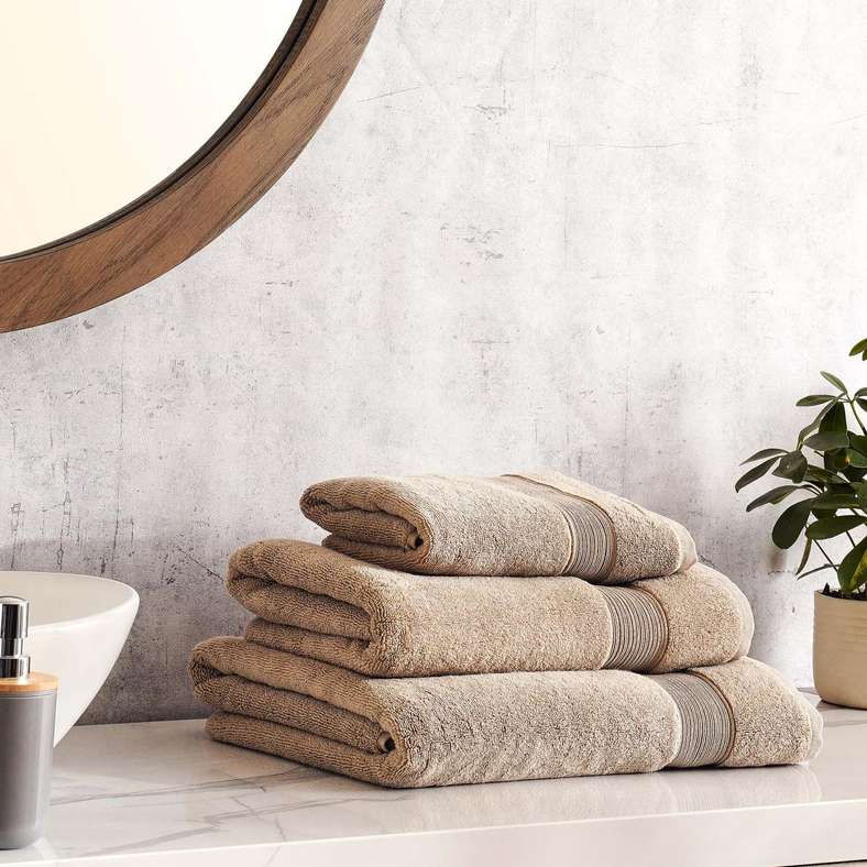 Pan Home منشفة يد كلاسيكية بدون لف 600 جرام لكل متر مربع 50x90 سم - بني فاتح - Image 3
