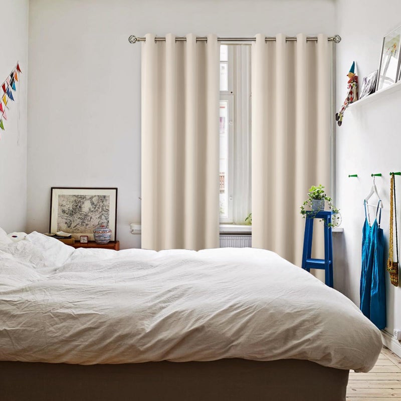 BGment Blackout Curtains - Grommet Thermal Insulated Room Darkening Bedroom and Living Room Curtains  Set of 2 Panels (55 x 69 Inch  Champagne) - Image 2