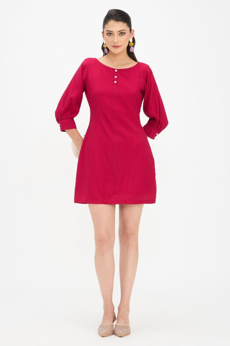 Virgio Solid Viscose A-Line Mini Dress for Women - Image 1